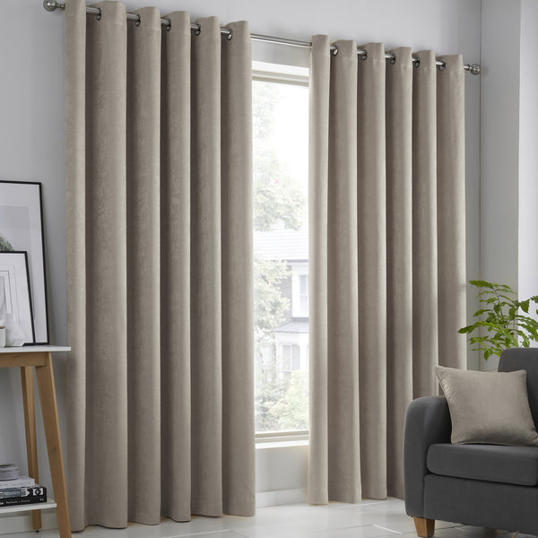 Fusion Strata Eyelet Curtains - Natural