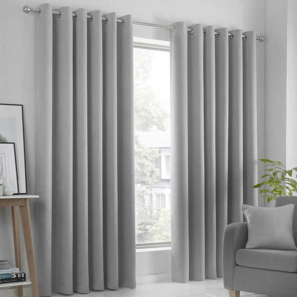 Fusion Strata Eyelet Curtains - Silver