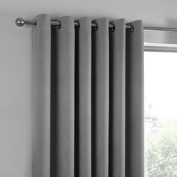 Fusion Strata Eyelet Curtains - Silver