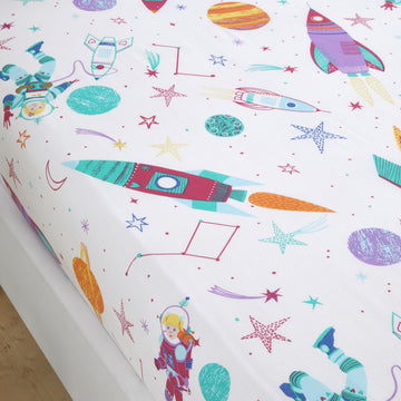 Bedlam Supersonic Girls Fitted Sheet Single - Pink