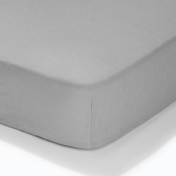At Home Percale Fitted Sheet - Soft Grey