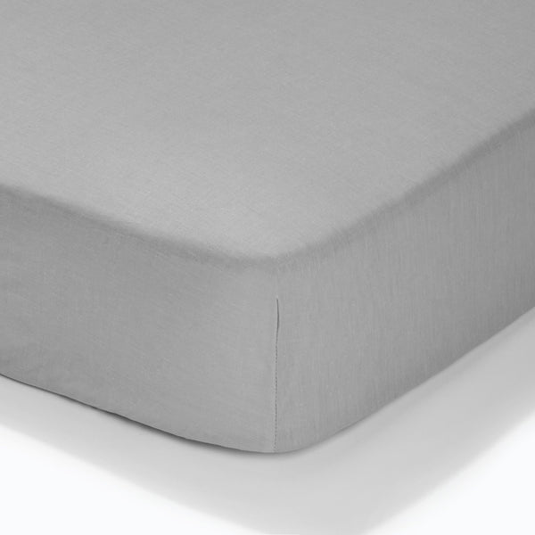 At Home Percale Fitted Sheet - Soft Grey