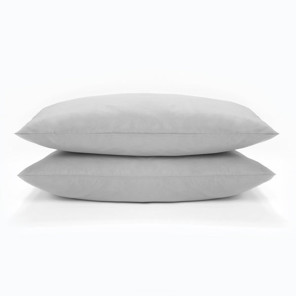 At Home Percale Pair of Pillowcases - Soft Grey