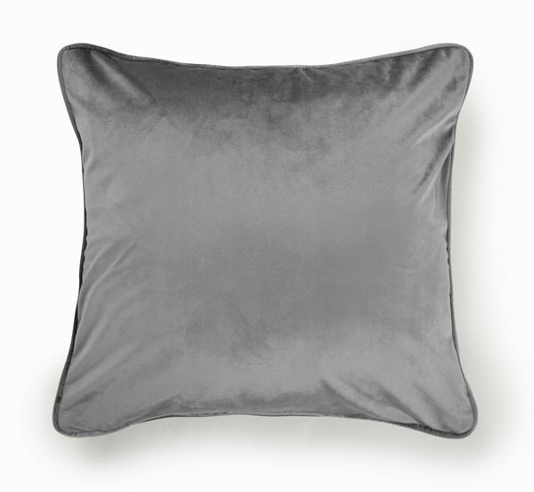 Piped Velvet Cushion - Dark Grey - 2 for £12