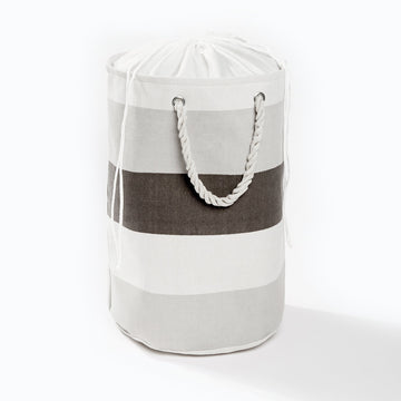 Fabric Stripe Laundry Bag Grey 50X35Cm