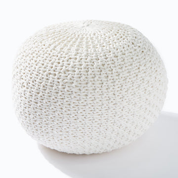 At Home Knitted Natural Pouffe