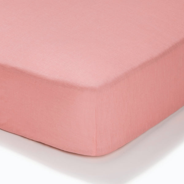 At Home Percale Fitted Sheet - Blush