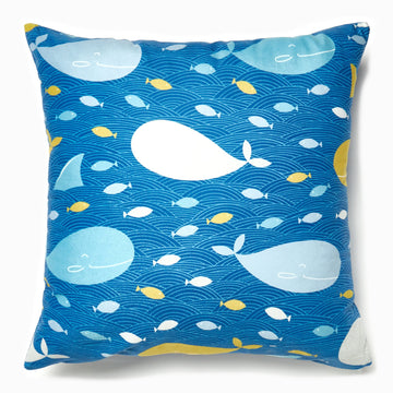 At Home Shore Teal Whale Cushion