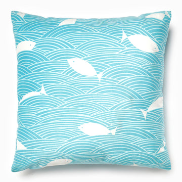 At Home Shore Teal Fish Cushion