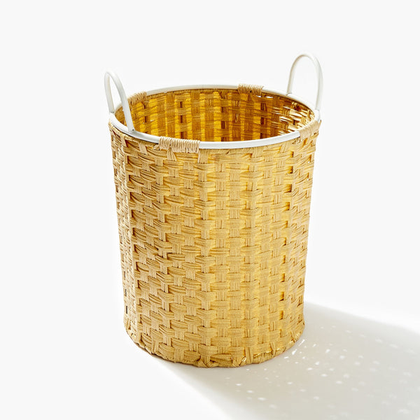 At Home Medium PVC Laundry Basket White/Natural