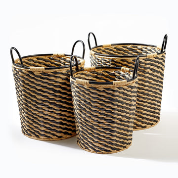 At Home Small Black/Natural PVC Laundry Basket