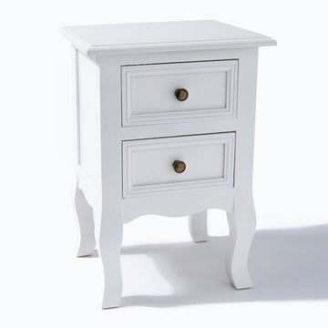 At Home White 2 Drawer Bedside Table