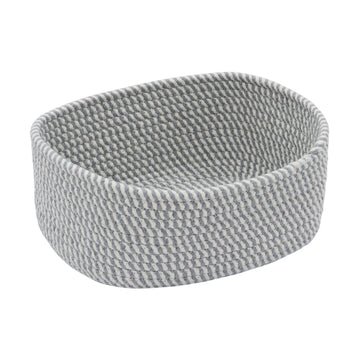 JVL Rectangle Edison Cotton Rope Large Storage Basket - Grey/White Stripe