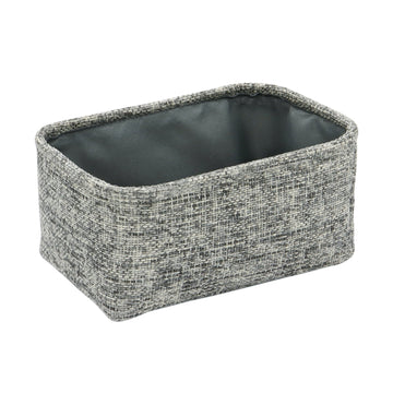 JVL Rectangle Paper Weaved Medium Storage Basket - Light Grey/Cream