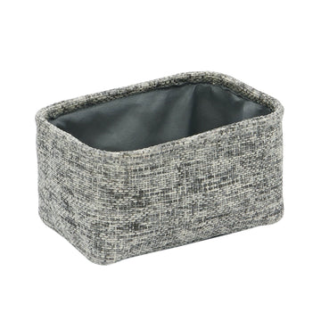 JVL Rectangle Paper Weaved Small Storage Basket - Light Grey/Cream