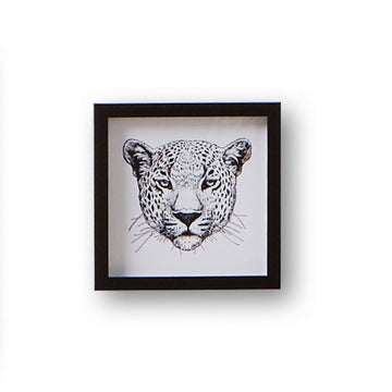 Leopard Wall Art Black Frame 25X25cm