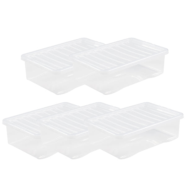 Wham Crystal 32L Under Bed Box & Lid - Pack of 5