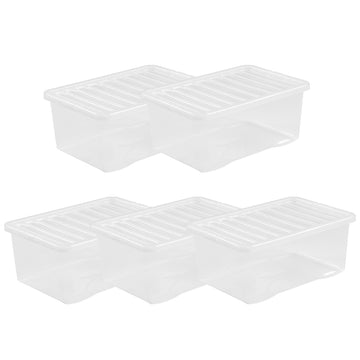 [Pack of 3] 25L to 110L Clear Plastic Containers with Lids Stackable  Storage Box