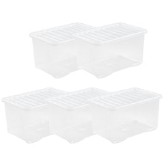 Pack of 5 Wham Crystal 60L Box and Lid