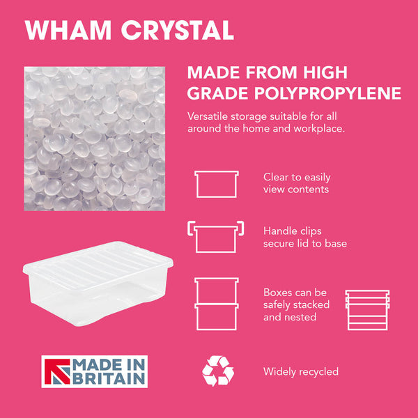 Wham Crystal 60L Box & Lid - Pack of 5