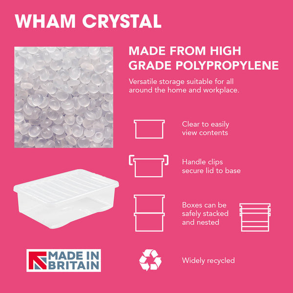 Wham Crystal 80L Box & Lid - Pack of 4