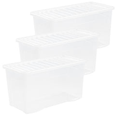 Pack of 3 Wham Crystal 110L Box and Lid