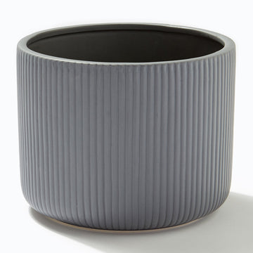 Grey Ridged Plant Pot