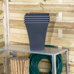 Pack of 4  23cm Recycled Square Metallica Planters