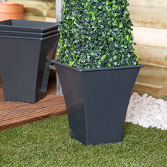 Pack of 4  23cm Recycled Square Metallica Planters