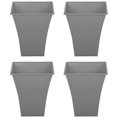 Pack of 4 23cm Grey Recycled Square Metallica Planters