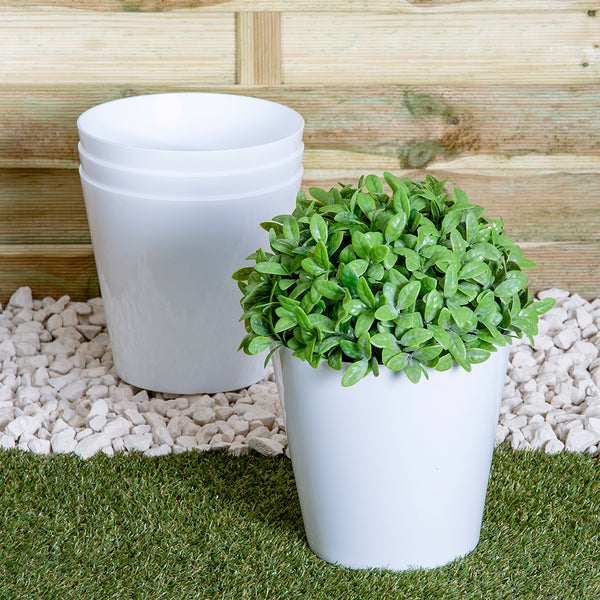 Round Studio Planters 21cm White - Pack of 4