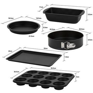 5 Piece Essentials Bakeware Set Black