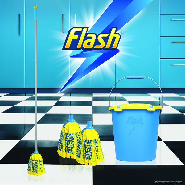 Flash Mighty Mop with 2 Mop Head Refills & Mop Bucket