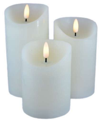At Home LED Ivory Flameless Candle 3Pk