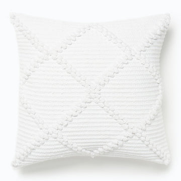 At Home White Woven Diamond Cushion