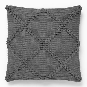 At Home Charcoal Woven Diamond Cushion