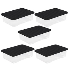 Pack of 5 Wham Crystal 32 Litre Clear and Black Box and Lid