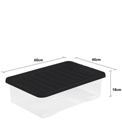 Pack of 5 Wham Crystal 32 Litre Clear and Black Box and Lid