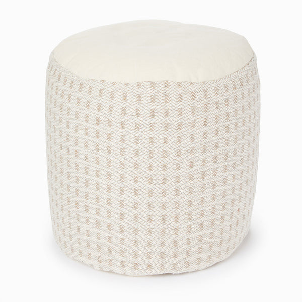 At Home Dotted Stripe Woven Natural Pouf Cover