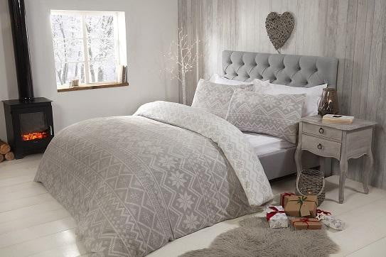 Fairisle Printed Fleece Grey Duvet Set