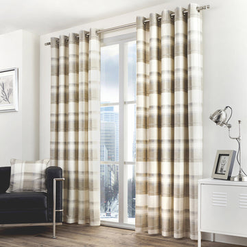 Fusion Balmoral Check Curtains - Natural