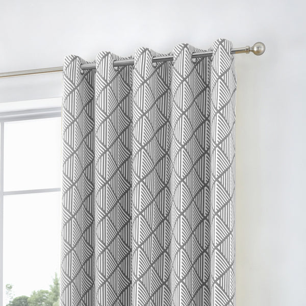 Fusion Brooklyn 100% Cotton Eyelet Curtains Grey
