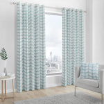 Fusion Delft 100% Cotton Eyelet Curtains Duck Egg