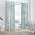 Fusion Delft 100% Cotton Eyelet Curtains Duck Egg