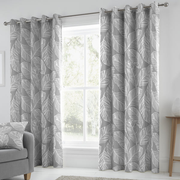 Fusion Matteo Eyelet Curtains - Grey