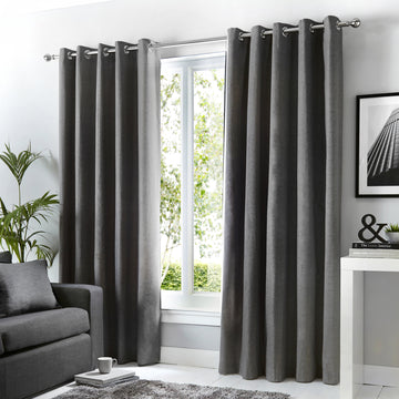 Fusion Sorbonne Eyelet Curtains - Charcoal
