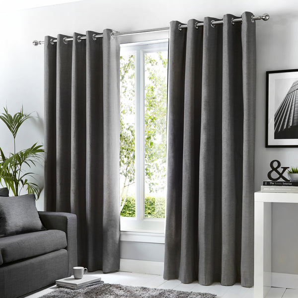Fusion Sorbonne Eyelet Curtains - Charcoal