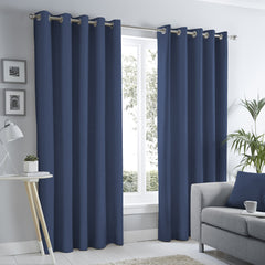 Fusion Sorbonne Navy Eyelet Curtains