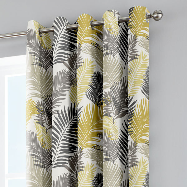Fusion Tropical 100% Cotton Eyelet Curtains Ochre