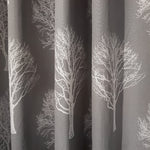 Fusion Woodland Trees 100% Cotton Eyelet Curtains Charcoal